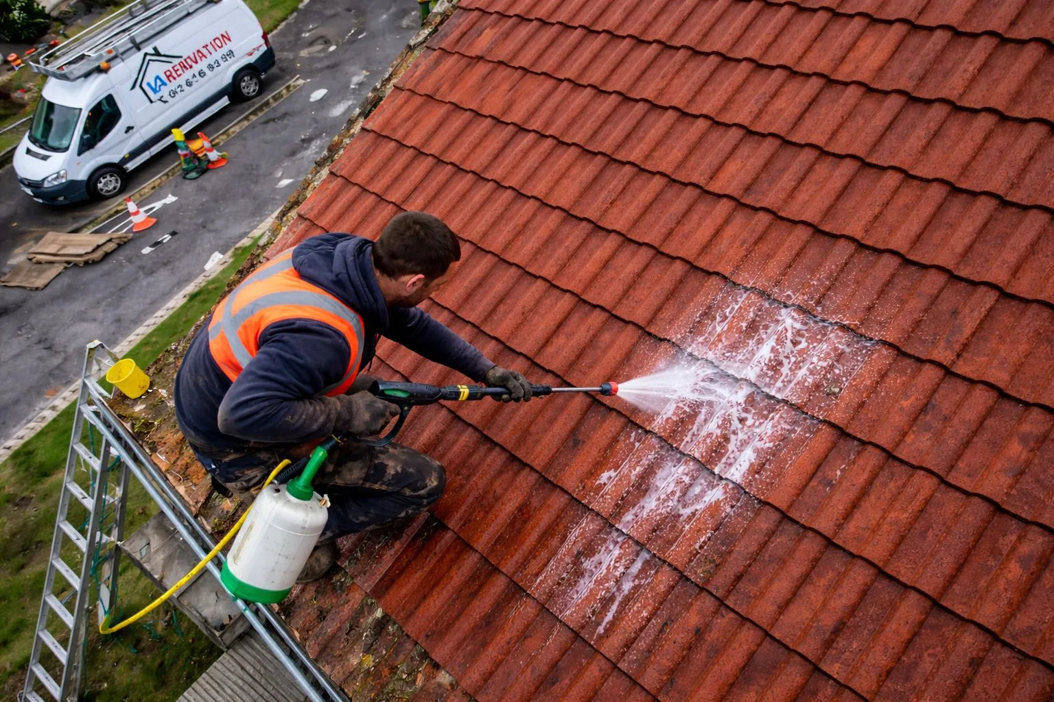 Application d'un traitement hydrofuge sur une toiture varoise